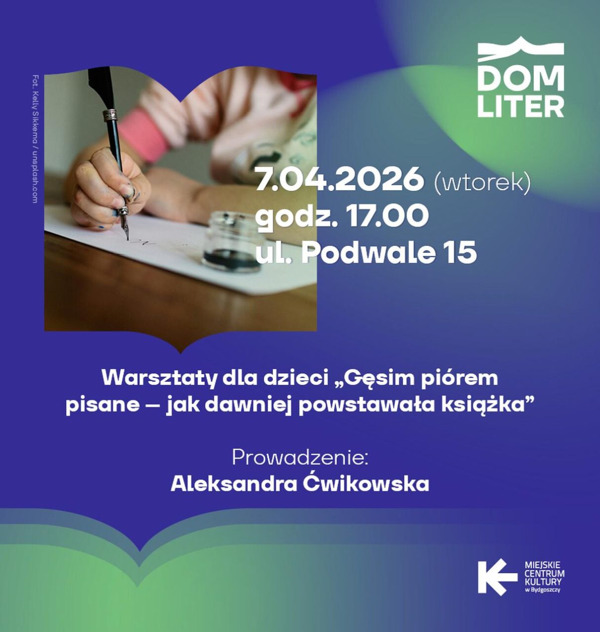 Ilustracja do wpisu: Warsztaty dla dzieci „Gęsim piórem pisane